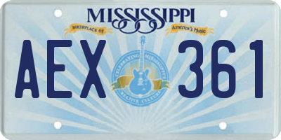 MS license plate AEX361
