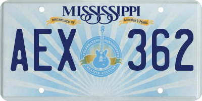 MS license plate AEX362