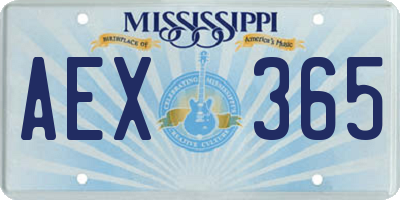 MS license plate AEX365