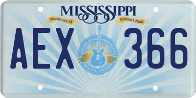 MS license plate AEX366