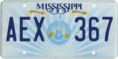 MS license plate AEX367