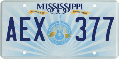 MS license plate AEX377