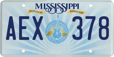 MS license plate AEX378