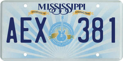 MS license plate AEX381