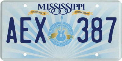 MS license plate AEX387