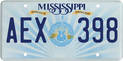 MS license plate AEX398