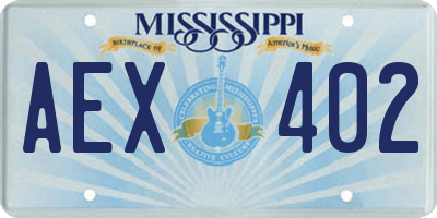 MS license plate AEX402