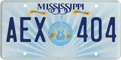 MS license plate AEX404