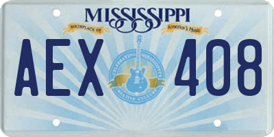 MS license plate AEX408