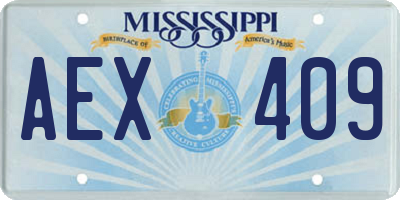 MS license plate AEX409
