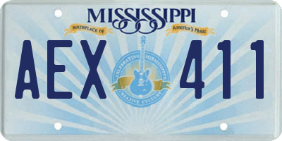 MS license plate AEX411