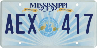 MS license plate AEX417