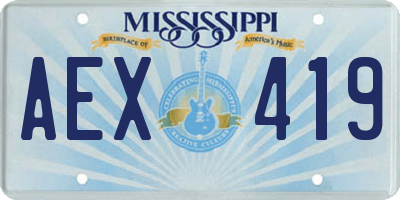 MS license plate AEX419