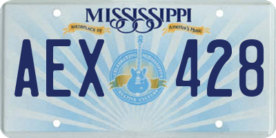 MS license plate AEX428