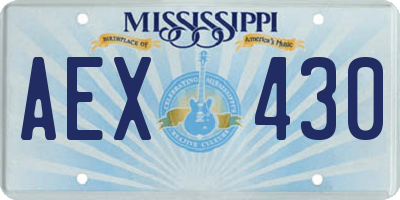 MS license plate AEX430