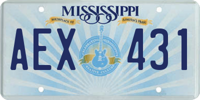 MS license plate AEX431