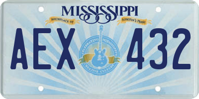 MS license plate AEX432
