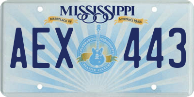 MS license plate AEX443