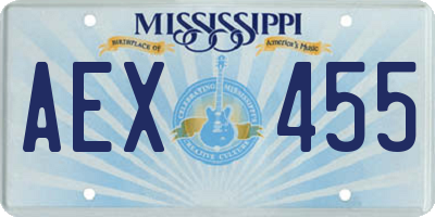 MS license plate AEX455
