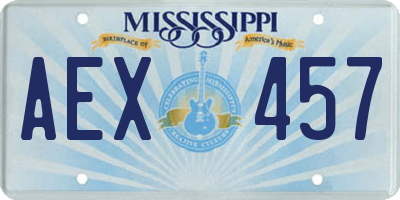 MS license plate AEX457