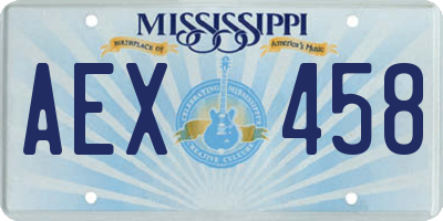 MS license plate AEX458