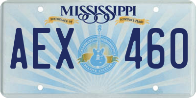 MS license plate AEX460