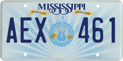MS license plate AEX461