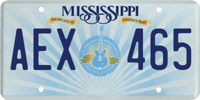 MS license plate AEX465