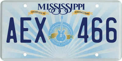MS license plate AEX466
