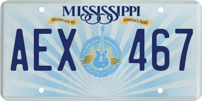 MS license plate AEX467