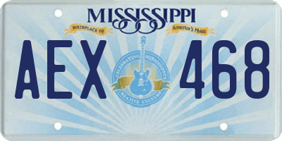 MS license plate AEX468
