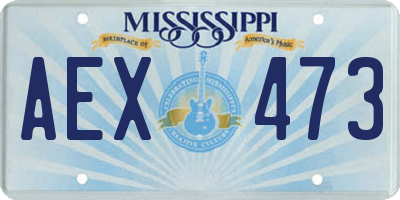 MS license plate AEX473