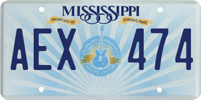 MS license plate AEX474