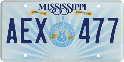MS license plate AEX477