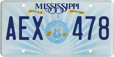 MS license plate AEX478