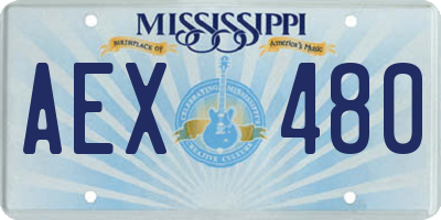 MS license plate AEX480