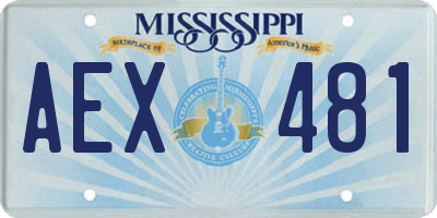 MS license plate AEX481