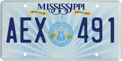 MS license plate AEX491