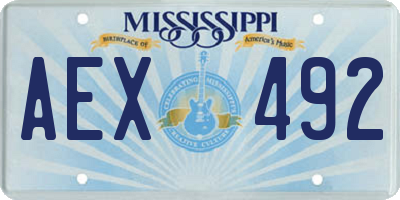 MS license plate AEX492