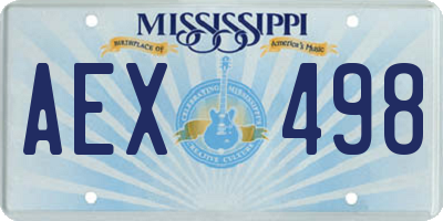 MS license plate AEX498
