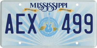 MS license plate AEX499