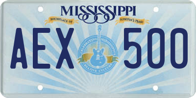 MS license plate AEX500