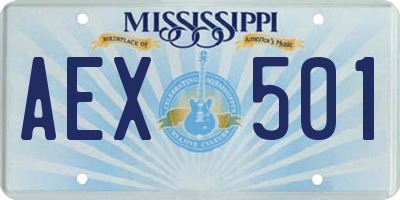 MS license plate AEX501
