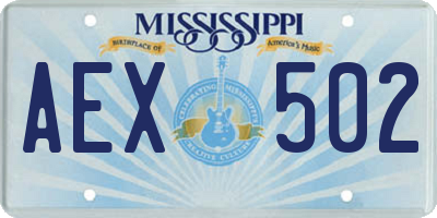 MS license plate AEX502