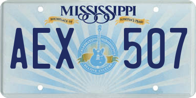 MS license plate AEX507