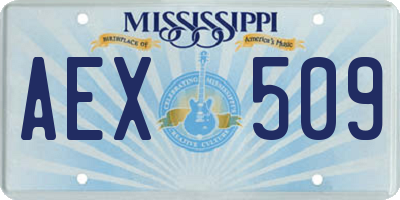 MS license plate AEX509
