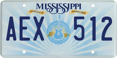 MS license plate AEX512
