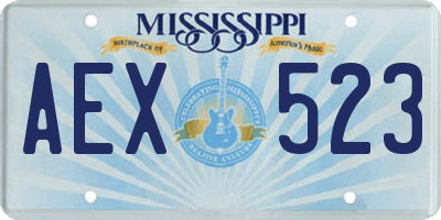 MS license plate AEX523