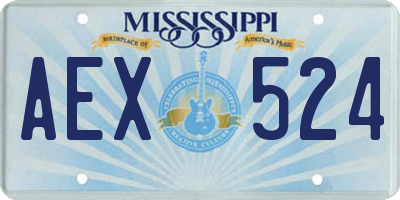 MS license plate AEX524