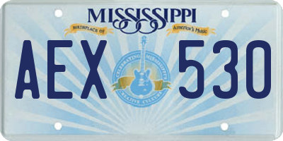 MS license plate AEX530